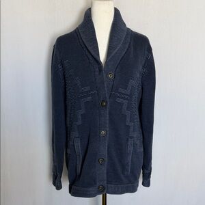 Vintage Pendleton Men's Navy Blue Aztec Shawl Collar Sweater Cardigan Size M